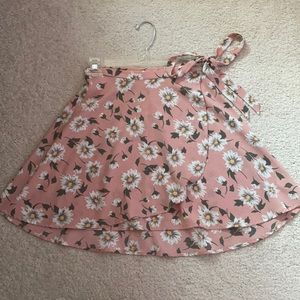 Show Me Your Mumu pink daisy wrap skirt XS